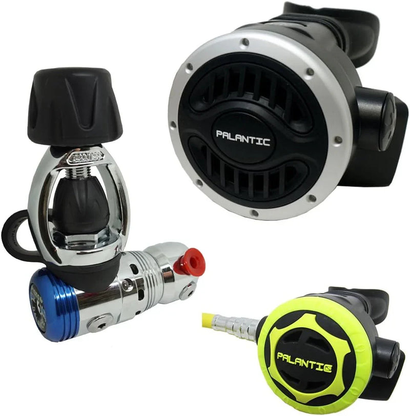 Yoke Regulator & Octopus Combo for Scuba Diving | High-Performance Over-Balanced Regulator, Silicone Mouthpiece, 27" Hose, Large Purge Button, 36" Yellow Octopus Hose B5619
