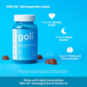 Goli Vegan Relax & Unwind Formula: Ashwagandha & Vitamin D Gummy - Mixed Berry, KSM-66