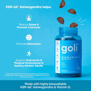 Goli Vegan Relax & Unwind Formula: Ashwagandha & Vitamin D Gummy - Mixed Berry, KSM-66