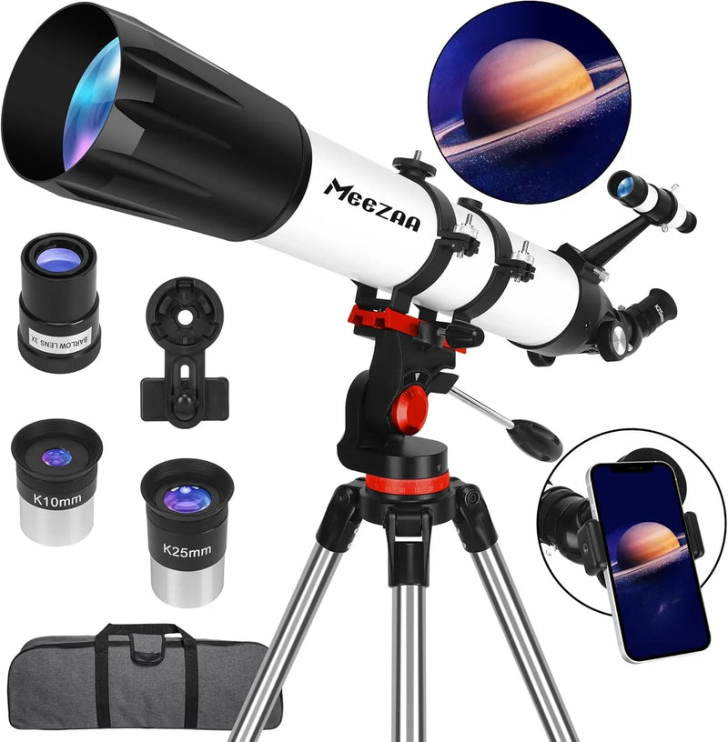 Telescope, Telescope for Adults High Powered Professional, 90mm Aperture 800mm Refractor Telescopes for Astronomy Beginners Fully Multi-Coated with AZ Mount Tripod & Phone Adapter & Carry Bag B2894