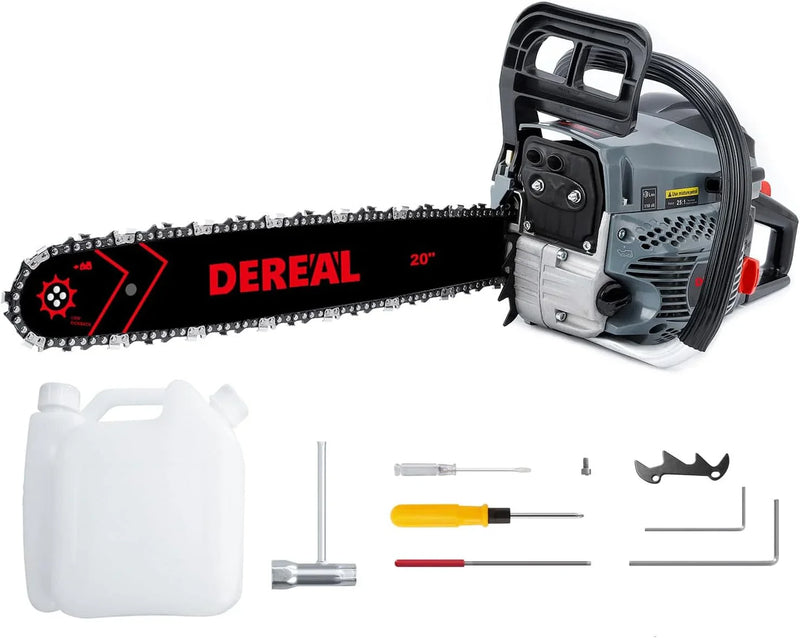 20 Inch 62CC Gas Powered Chainsaw 3.4HP 2 Stroke Engine Gas Power Chain Saw for Cutting Wood Outdoor Garden Farm Home S6718