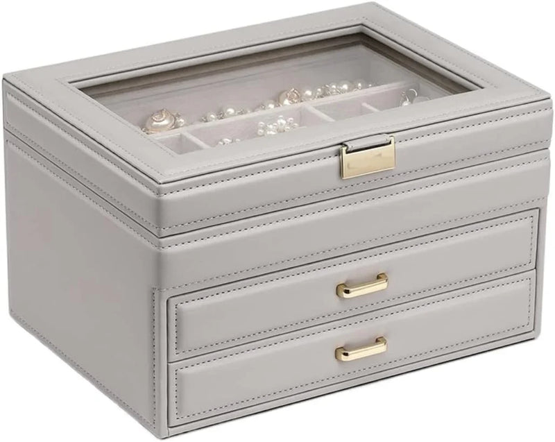 Jewelry Box Jewelry Case PU Leather Jewelry Box Jewelry Storage Box Earring Ear Stud Ring Necklace Organizer Case Jewelry Organizer L1104