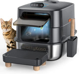 Stainless steel litter box, three-in-one enclosed high-sided litter box, equipped with a high lid, suitable for cats, anti-stick, anti-leak, easy to clean, with a scoop and filter step.