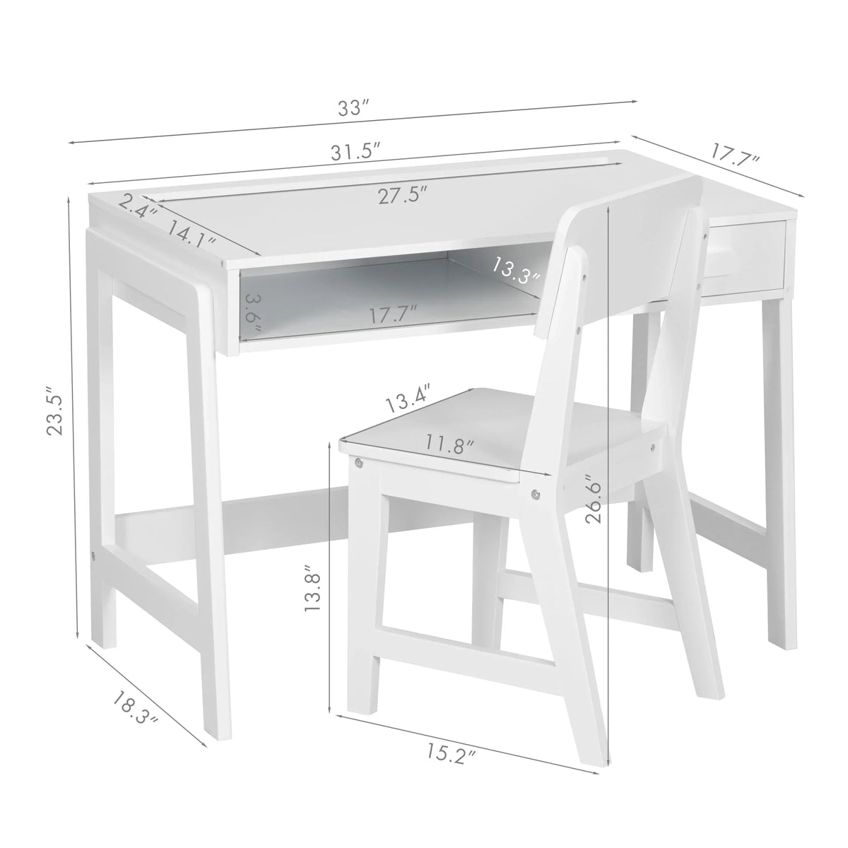 Kids Desk and Chair Set for Kids with Drawers