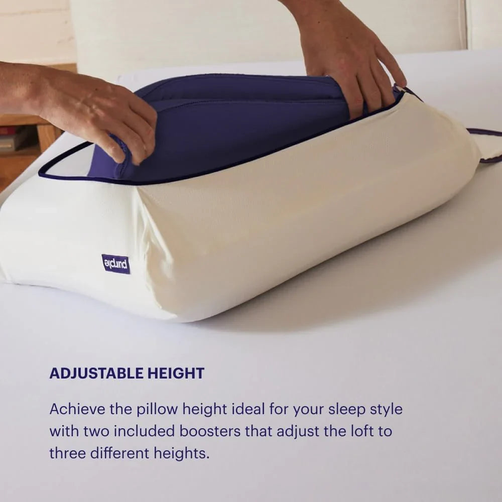 Pillow - The most comfortable pillow that science can conceive. It features an adjustable height pad for personalized height adjustment. It is made of gel elastic grid material and follows ergonomic design. Standard size.