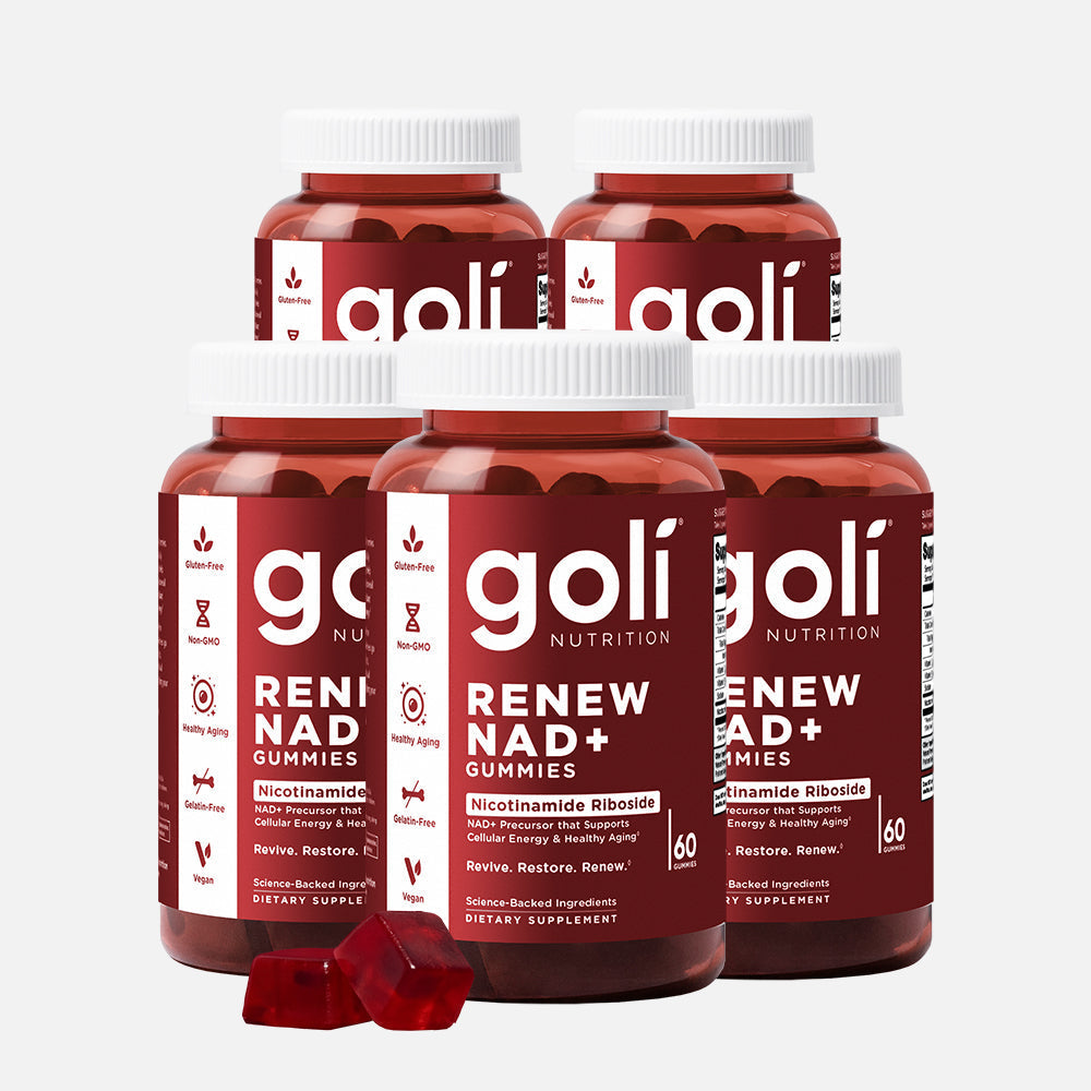 Goli 5 Bottles of Renew NAD+ Gummies- FBM — Nicotinamide Riboside, Healthy Aging