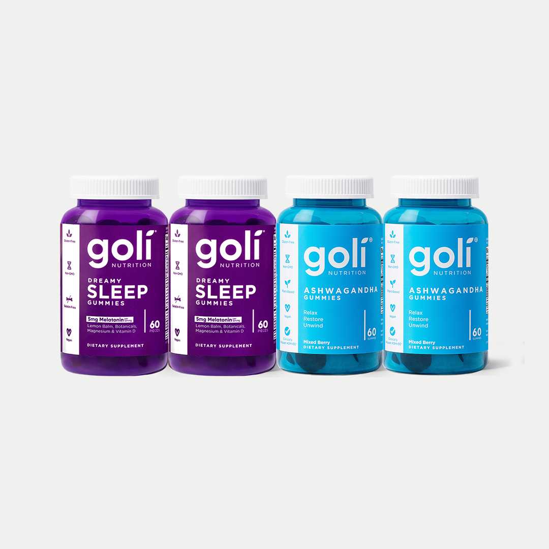 Goli Magnesium, Lemon Balm & Vitamin D Sleep Gummies With KSM-66 Ashwagandha — Sleep Bundle