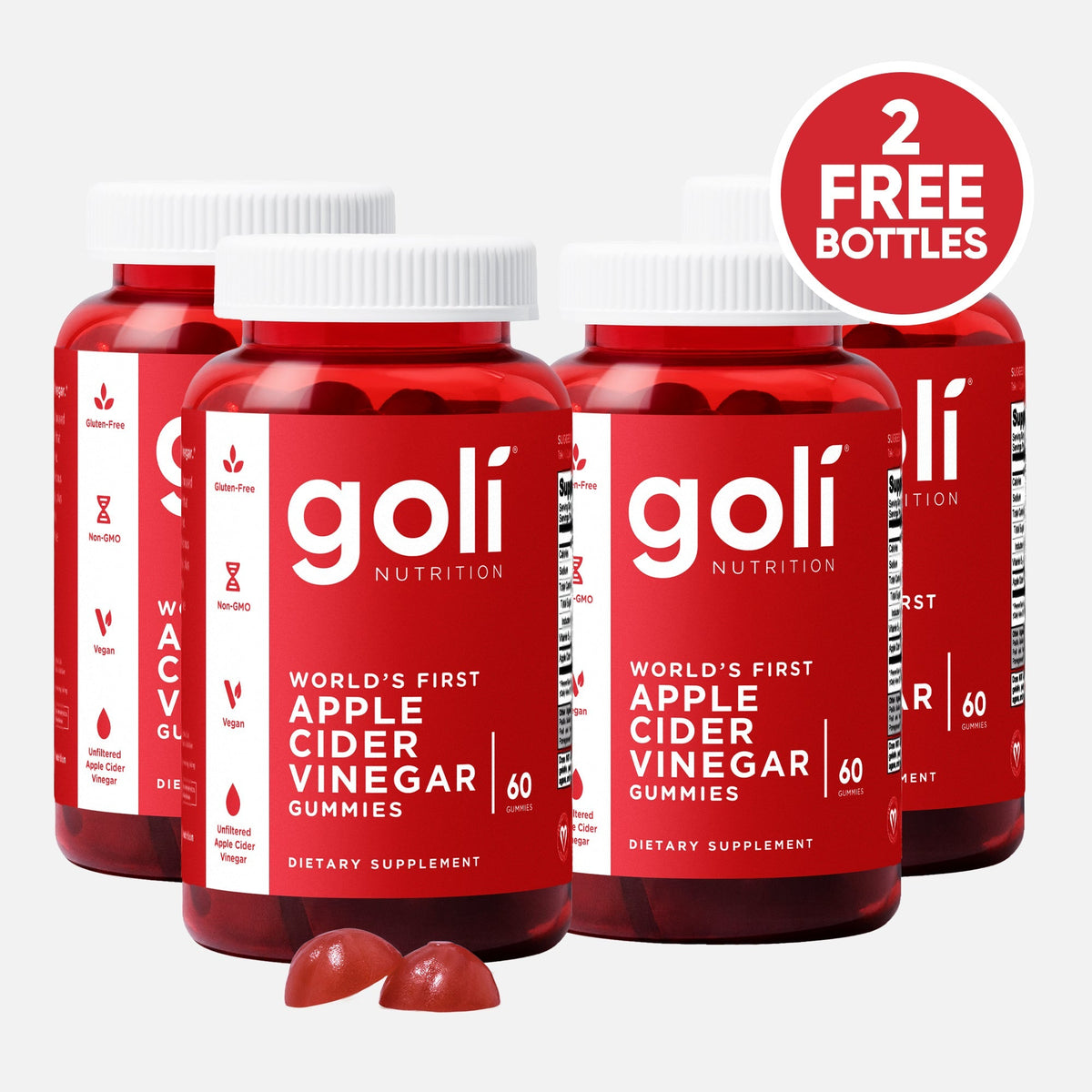 Goli® Apple Cider Vinegar ACV Gummies Case Pack — Gluten-Free, Vegan, B9 And B12