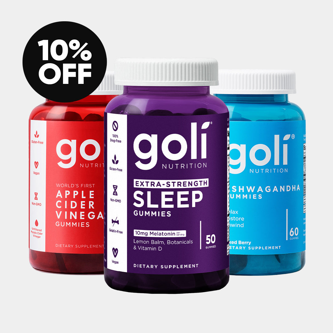 Goli 10mg Melatonin, Lemon Balm & Vitamin D Gummies With ACV B9 & B12 — Sleep Tight Bundle