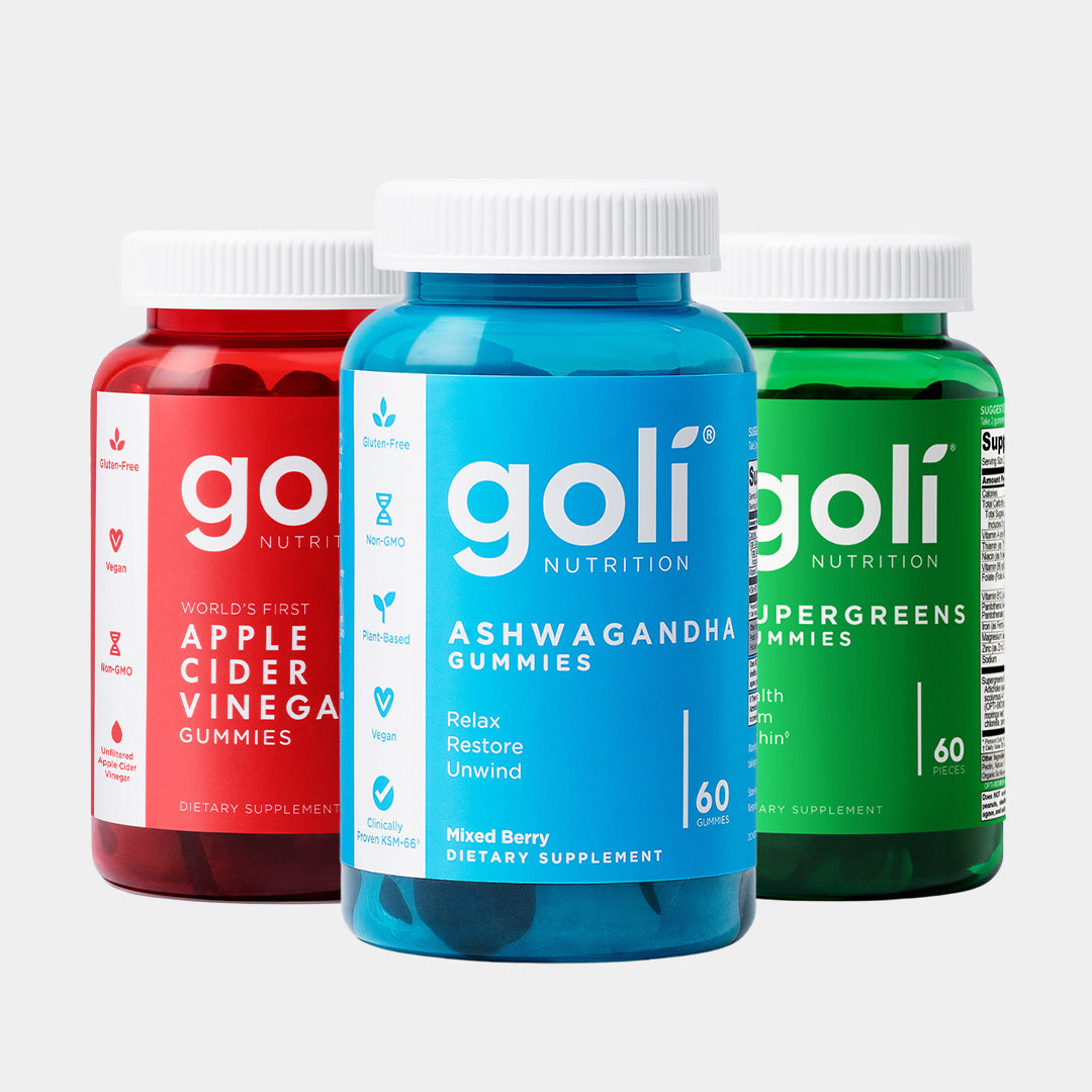 Goli 3-Pack Daily Wellness Set — Vegan ACV With B9, B12 And KSM-66 Ashwagandha