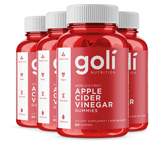 Goli® Apple Cider Vinegar Gummies Quad Jar Set — Vegan, Non-GMO, Vitamins B9 And B12