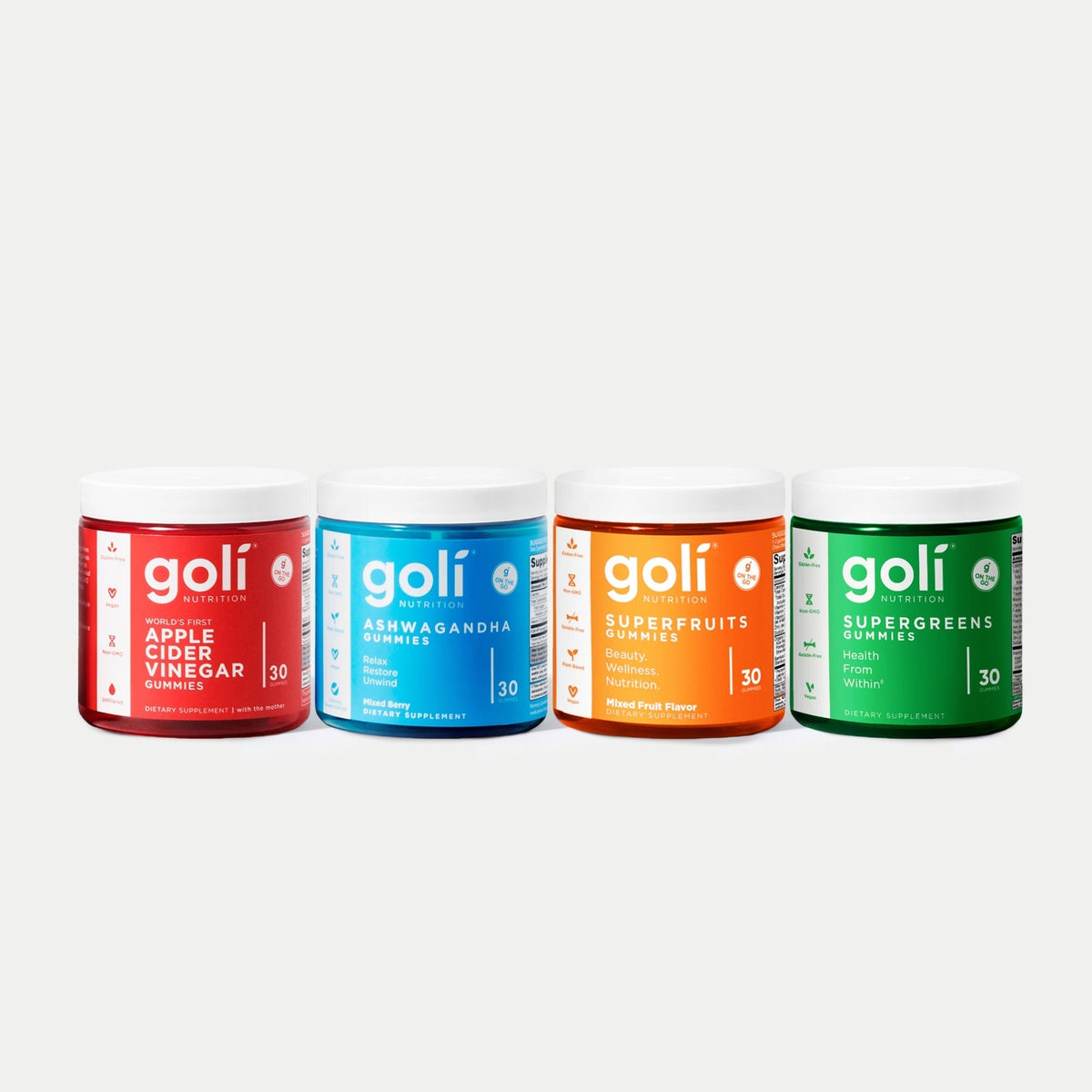 Gluten-Free Apple Cider Vinegar And Ashwa Set: Complete Goli® Gummies 4-Pack - 30 Count