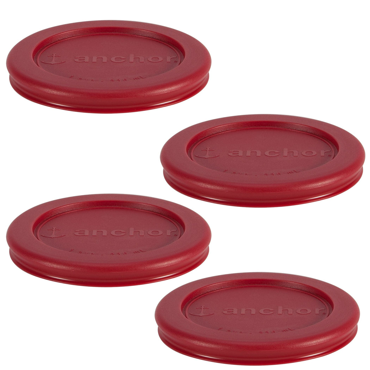 Plastic Lid Set, Red, 4-pc x 1-Cup