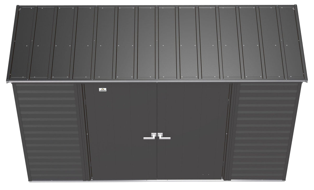 Arrow Select Galvanized Steel Storage Shed, Charcoal, 10-ft x 4-ft