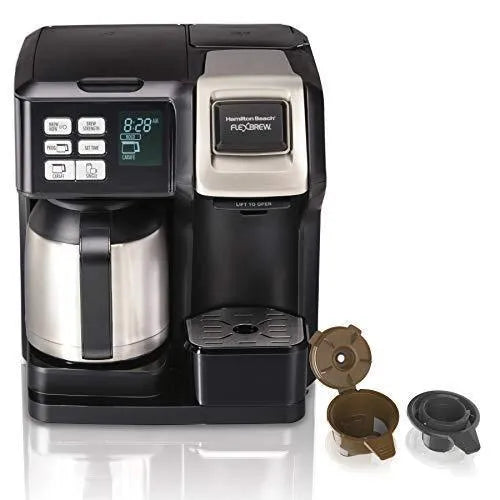 FlexBrew Thermal Coffee Maker, Single Serve & Full Pot, Compatible with K-Cup Pods or Grounds, Programmable, Black and Stainless (49966) M7704