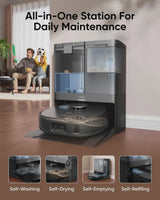 eufy restored X10 Pro Omni Robot Vacuum and Mop Combo, 8,000 Pa Suction, Dual Mops, Auto Mop Washing, Auto Drying, Self-Emptying (Refurbished...