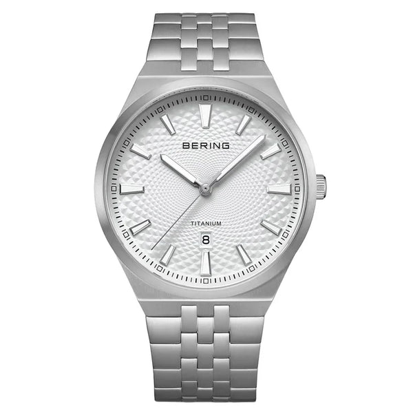 Bering Titanium White Silver-tone Guilloche Dial Men's Watch P2745