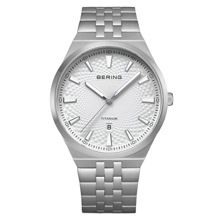 Bering Titanium White Silver-tone Guilloche Dial Men's Watch P2745
