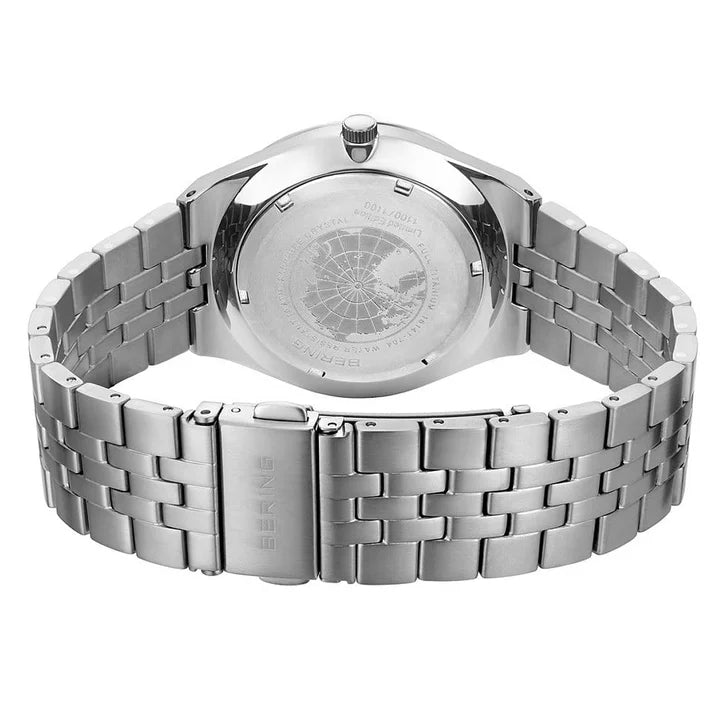 Bering Titanium White Silver-tone Guilloche Dial Men's Watch