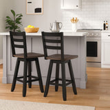 Aaron Oak/Dark Grey Swivel Counter/Bar Stool with Back Rest, 2-pc
