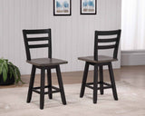 Aaron Oak/Dark Grey Swivel Counter/Bar Stool with Back Rest, 2-pc