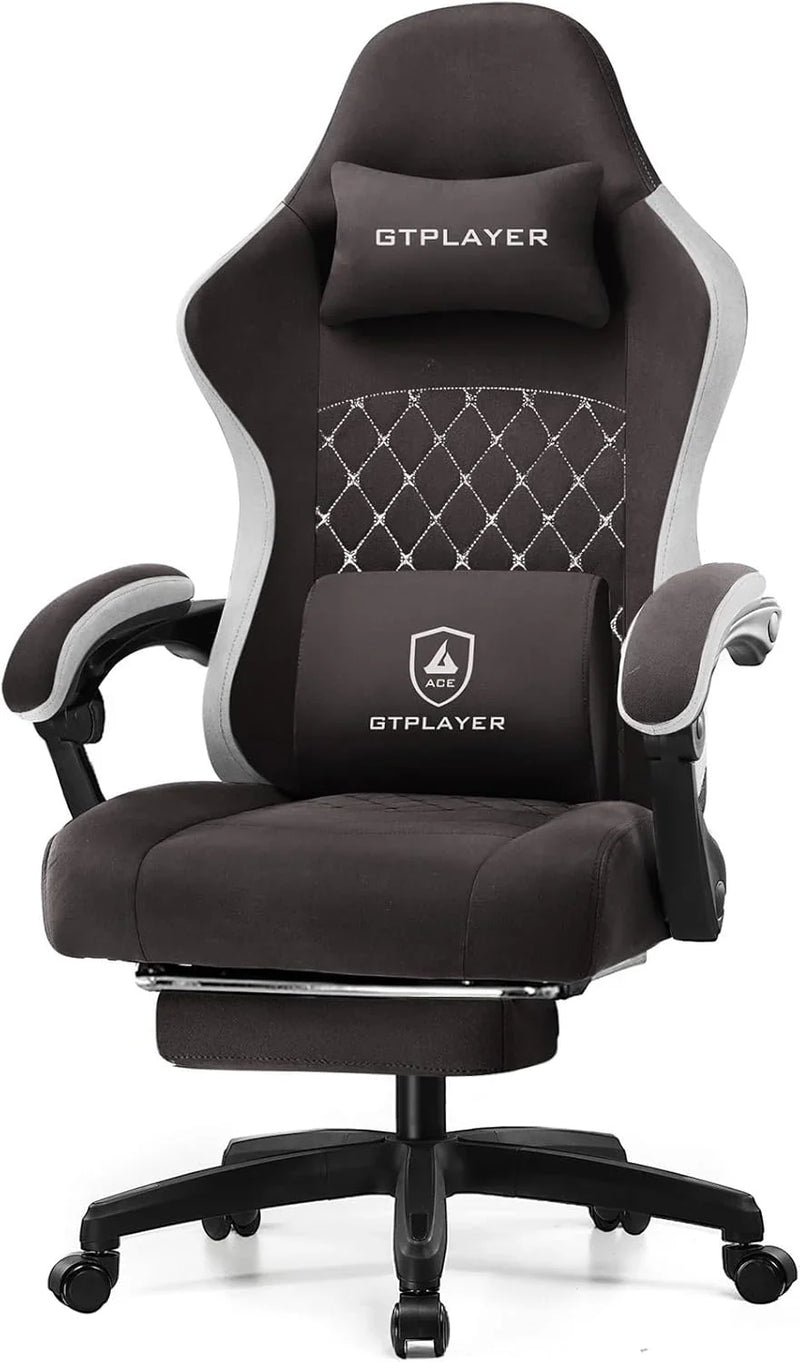 Gaming Chair, Computer Office Chair with Pocket Spring Cushion, Linkage Armrests and Footrest, High Back Ergonomic Computer Chair with Lumbar Support Task Chair with Footrest I7697