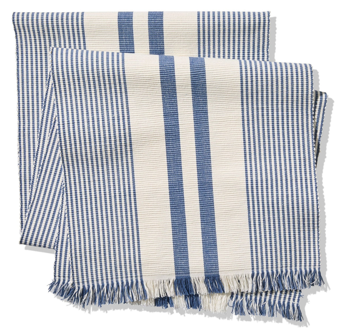 CANVAS Blue Ribbed Rectangular Cotton Table Runner, 84-in x 15-in