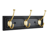 CANVAS Galena Stainless Steel 3-Hook Rail, Black/Brass, 16-in