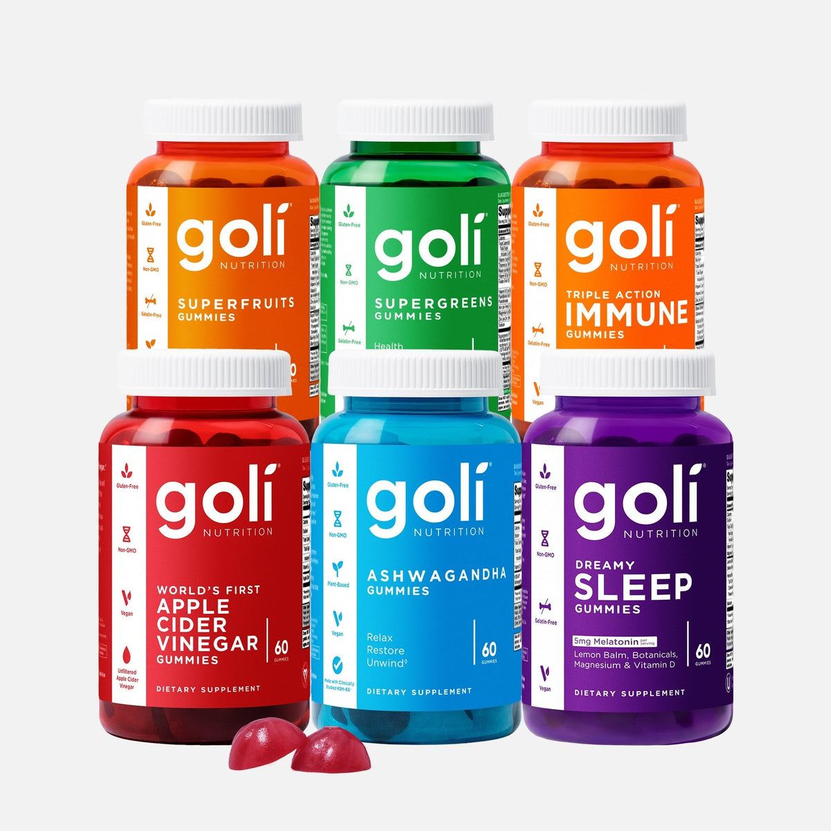 Vegan Multi-Pack With ACV, KSM-66 Ashwa And Vitamin B12: Complete Goli® Gummies 5-Pack