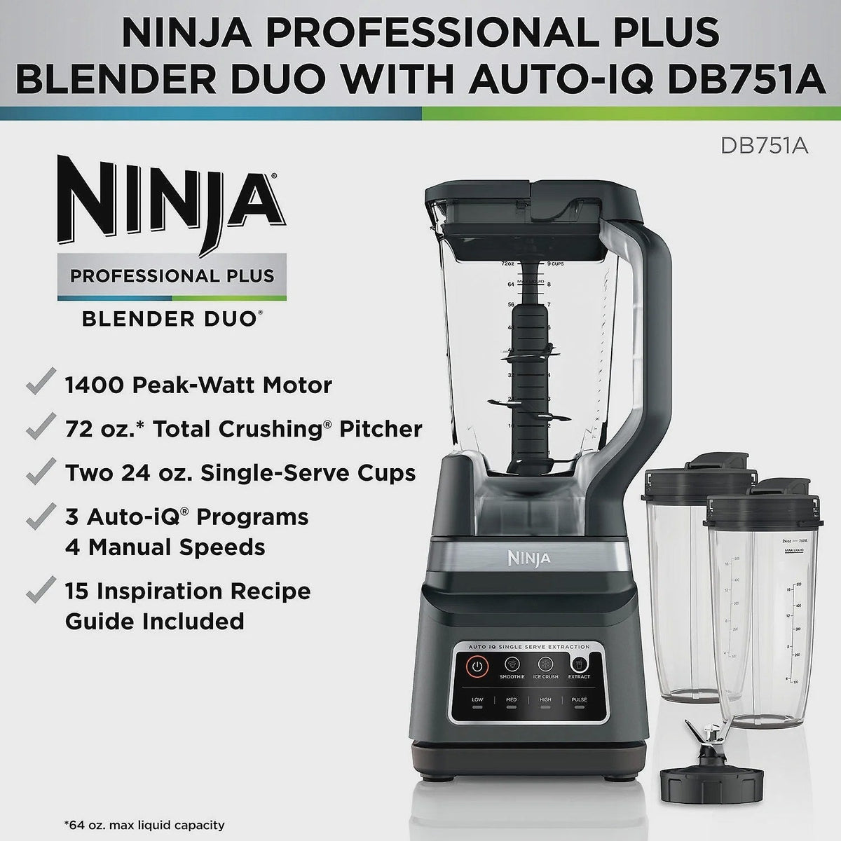 Ninja Professional Plus Blender DUO with Auto-iQ, Nutrient Extraction