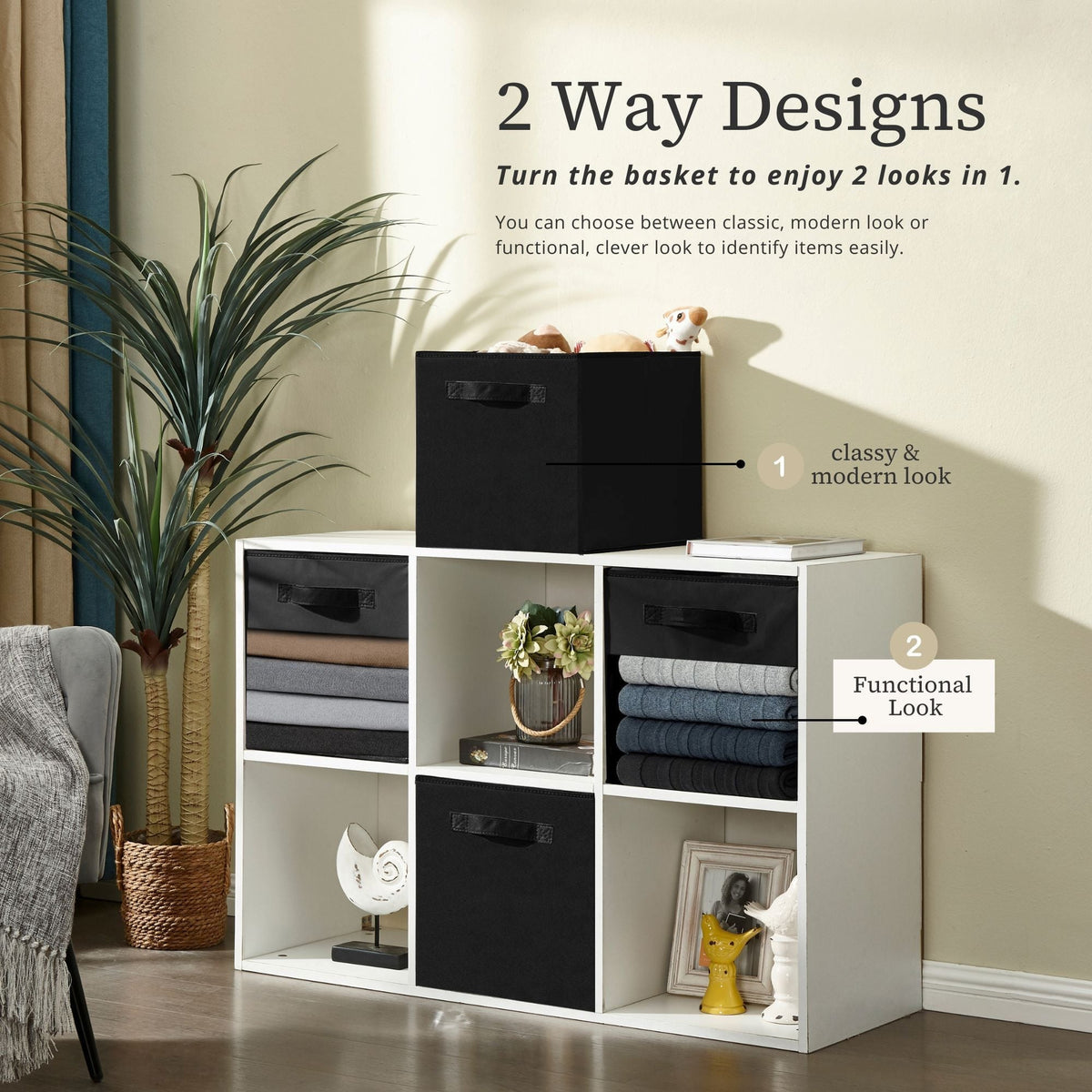 Collapsible Transparent Front Cube, 11-in, 6-pk, Beige