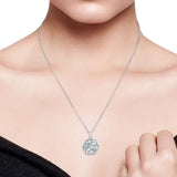 Diamond Cut Floral Pendant in White Gold