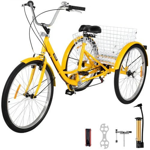 Adult Tricycle 26 7 Speed 3 Wheel Trike Bicycle Bike Cruise w Basket Shooping Q7145