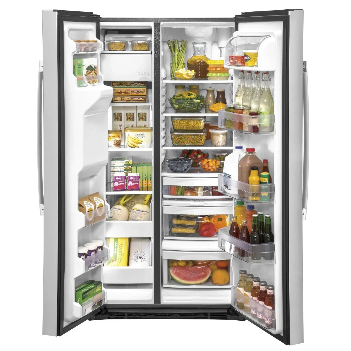 GE 36 in. 25.1 cu.ft. Stainless Steel Side-by-Side Refrigerator with FrostGuard Technology