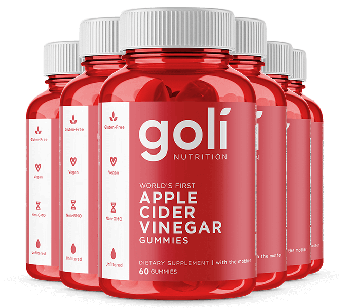 Goli 6 Bottles of Apple Cider Vinegar Gummies — Vegan, Non-GMO, Vitamins B9 & B12