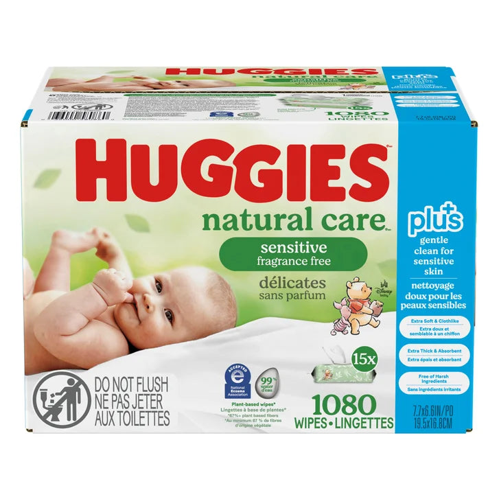 Huggies Natural Care Plus Wipes, 15-packs of 72 I5009