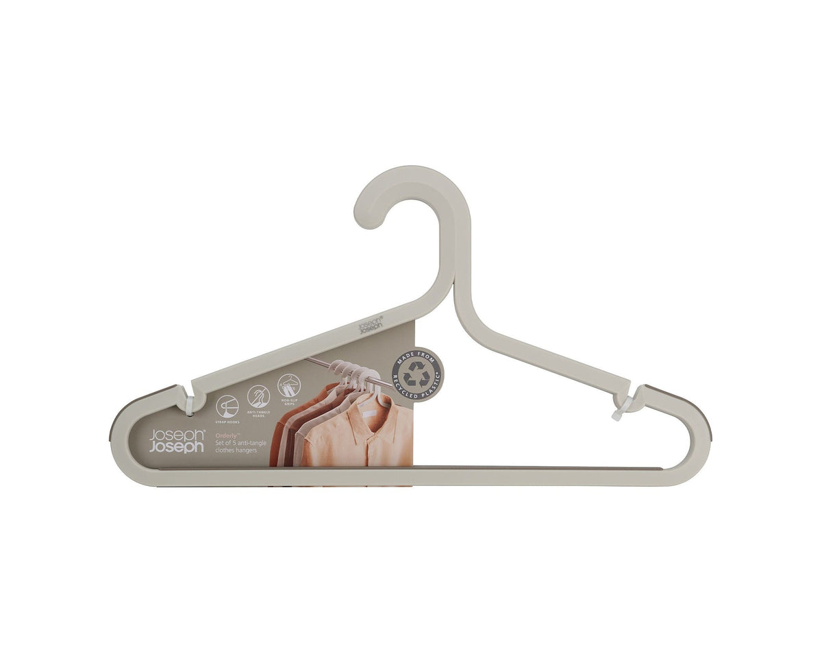 Orderly Anti-Tangle Anti-Slip Garment Hangers, Ecru, 5-pk