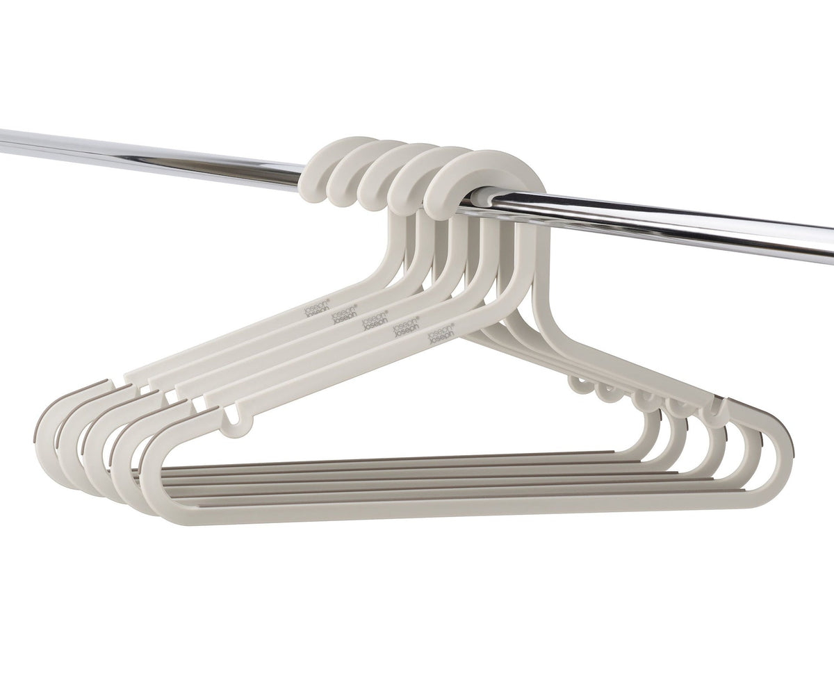 Orderly Anti-Tangle Anti-Slip Garment Hangers, Ecru, 5-pk