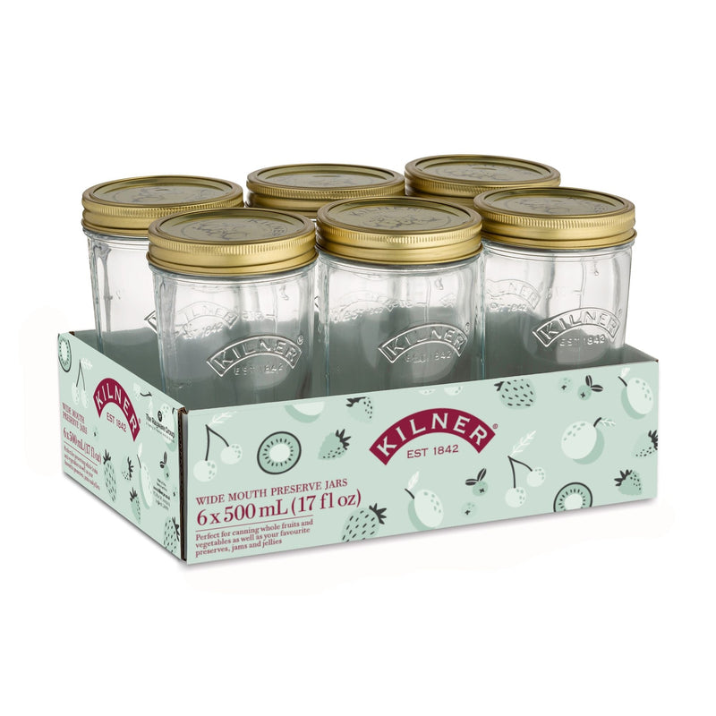 Wide Mouth Glass Mason Jars with Sealing Lids, 500-mL, 6-pk P7905