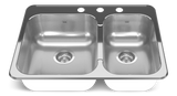 Drop In Double Bowl 3-Hole Kitchen Sink, 27.25-in. x 20.56-in, Stainless Steel