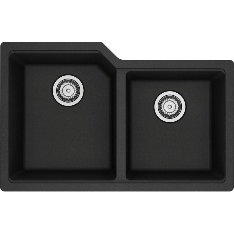 Urban Undermount Granite Double Bowl Kitchen Sink, 30.69-in x 19.69-in x 8.63-in, Onyx C8339