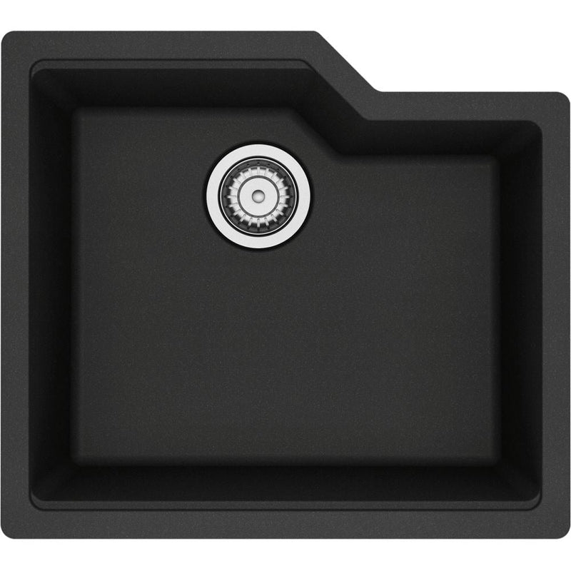 Urban Undermount Granite Single Bowl Kitchen Sink, 22.06-in x 19.69-in x 9.06-in, Onyx F2711