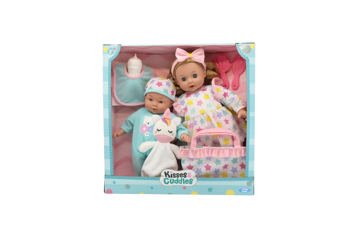 Kisses & Cuddles Soft Body Baby Doll Gift Set with 12-in and 16-in Dolls