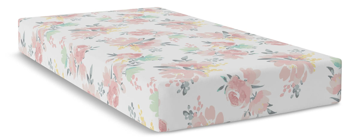Fitted Percale Crib Sheet, Watercolour Blooms