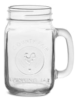 Glass Drinking Mason Jar, 16.5-oz, with Handle, Dishwasher Safe