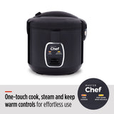 One-Touch Non-Stick Rice Cooker & Steamer, Black, 20 Cups