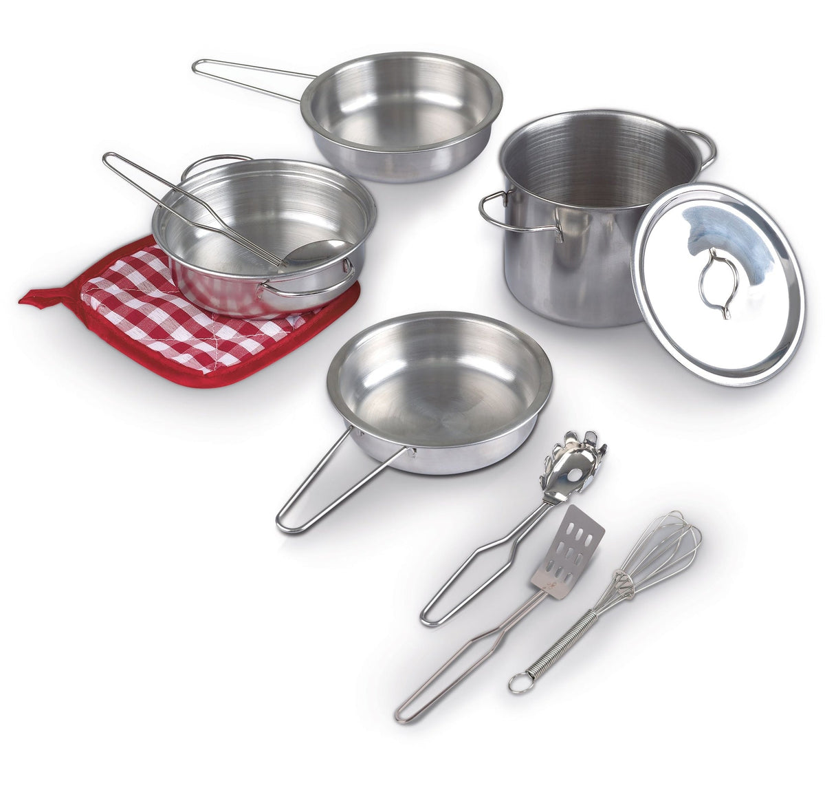 Toy Kitchen Stainless Steel Cookware Set For Kids, 10 pc, Ages 3+