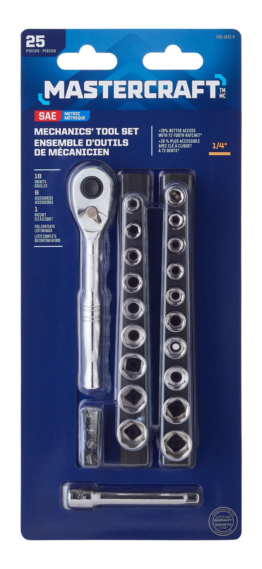 25 Piece 1/4" Drive Socket Set