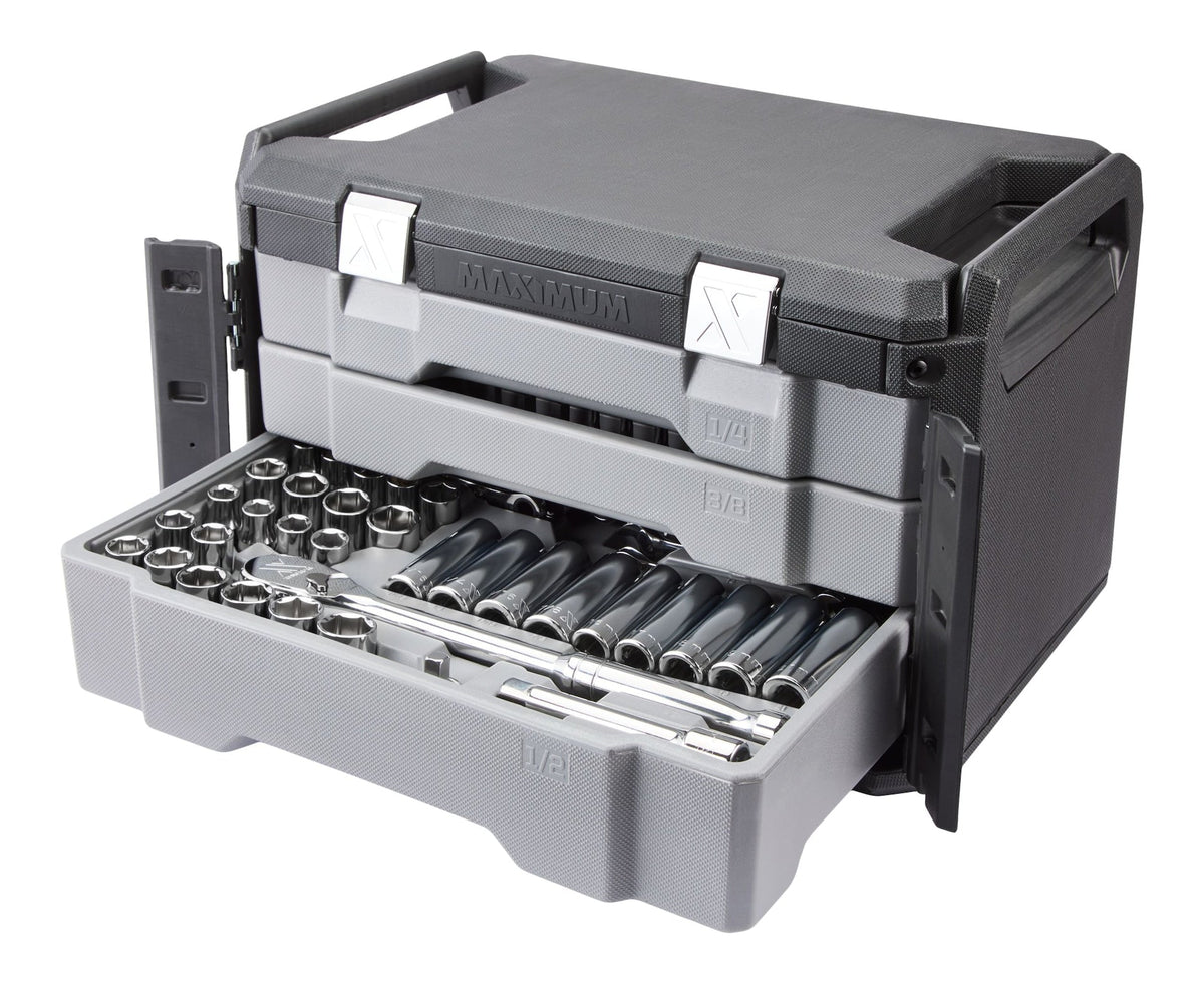 MAXIMUM 263 Piece Socket Set, 3 Drawer Case