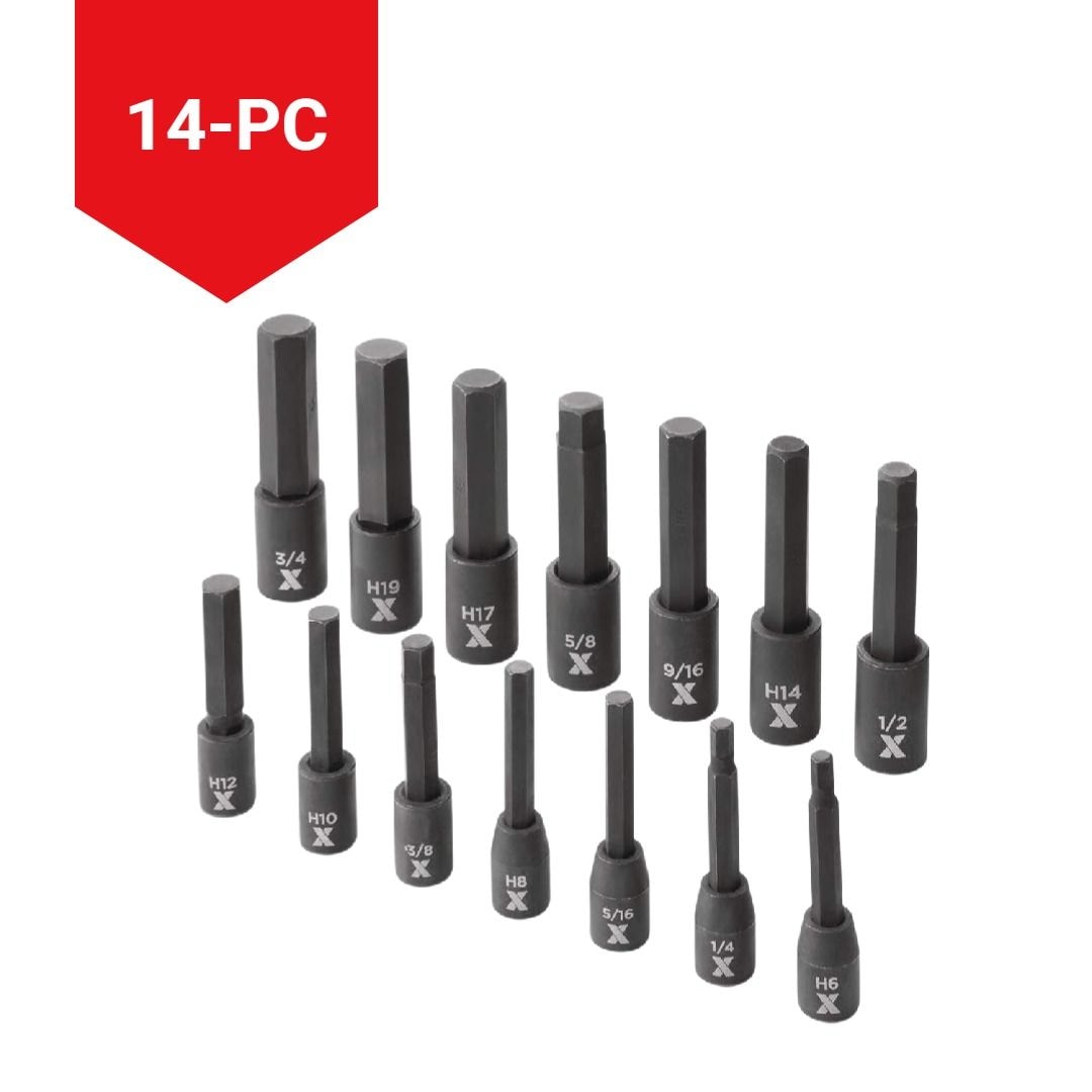 MAXIMUM Hex Impact Socket & Bit Socket Set, 14-pc, SAE/Metric